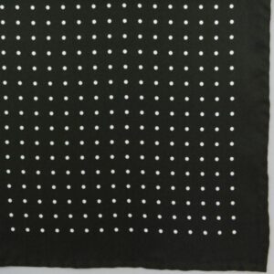 Handrolled Silk Pocket Square - Black Silk Handkerchief with White Spot - Cuyler and Davy