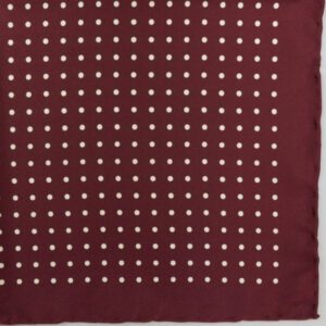 Handrolled Silk Pocket Square - Wine Silk Handkerchief with White Spot - Cuyler and Davy