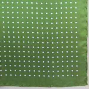 Handrolled Silk Pocket Square - Green Silk Handkerchief with Blue Spot - Cuyler and Davy